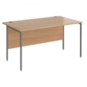 Image of Rectangular Straight Desk with Beech Coloured MFC Top and Graphite H-Frame Legs Contract 25 1400 x 800 x 725mm