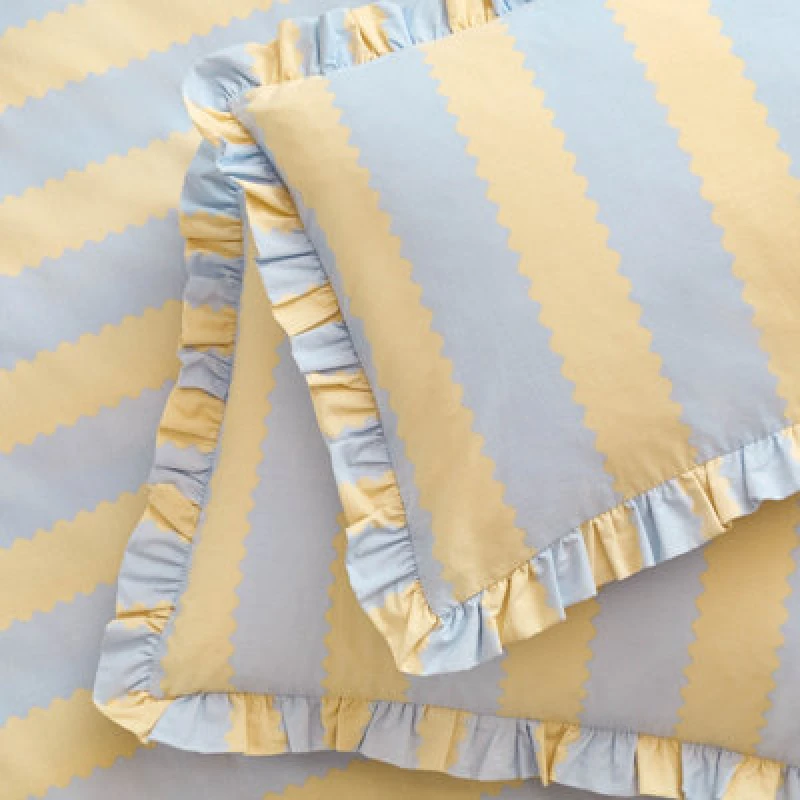 Image of Wylder Birdie Stripe Ruffle Pillowcase Pair