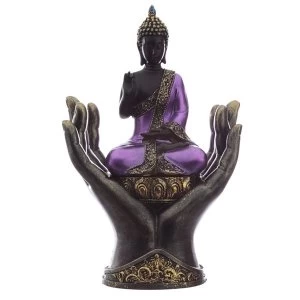 Image of Purple and Black Thai Buddha in Hands