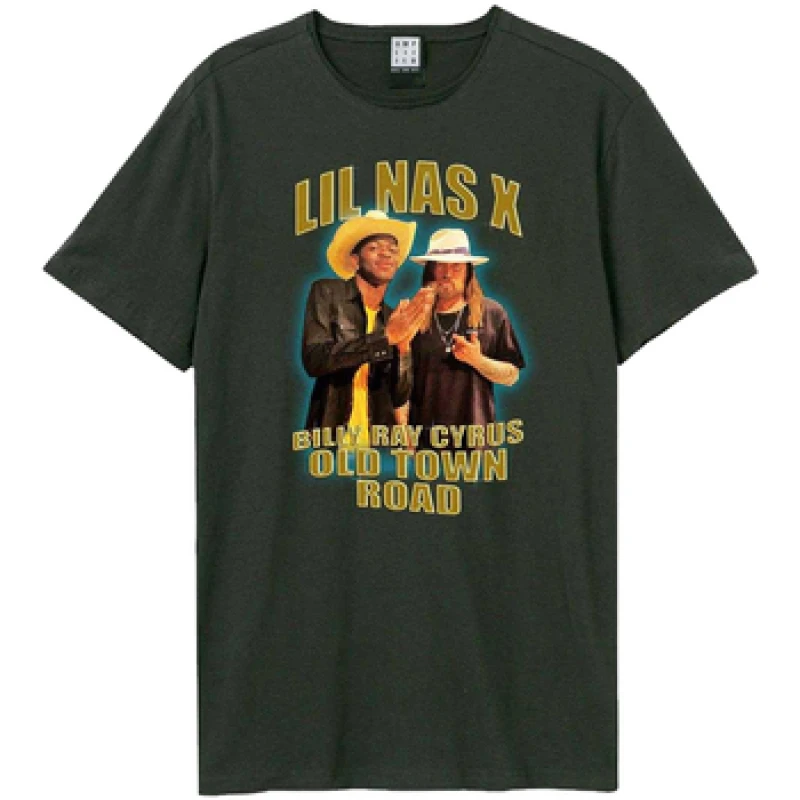 Image of Amplified Mens Old Town Road Lil NAS X T-Shirt in Charcoal Size: XS Charcoal Male XS