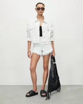 Image of AllSaints Astrid High-Rise Frayed Denim Shorts