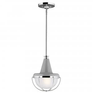 Image of 1 Light Ceiling Mini Pendant Polished Nickel, Grey, E27