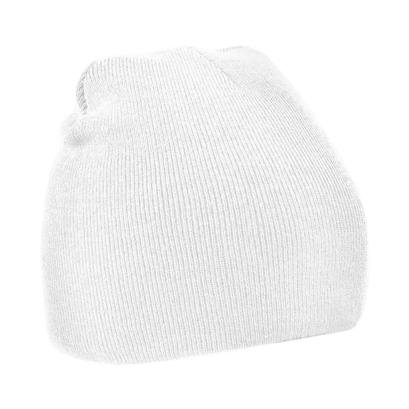 Image of Beechfield Beechfield Plain Basic Knitted Winter Beanie Hat in White White One Size Unisex 5063527252203