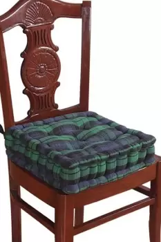 Image of Black Watch Tartan Cotton Dining Chair Booster Cushion
