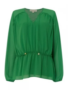 Image of Michael Kors Lacing yoke top Green