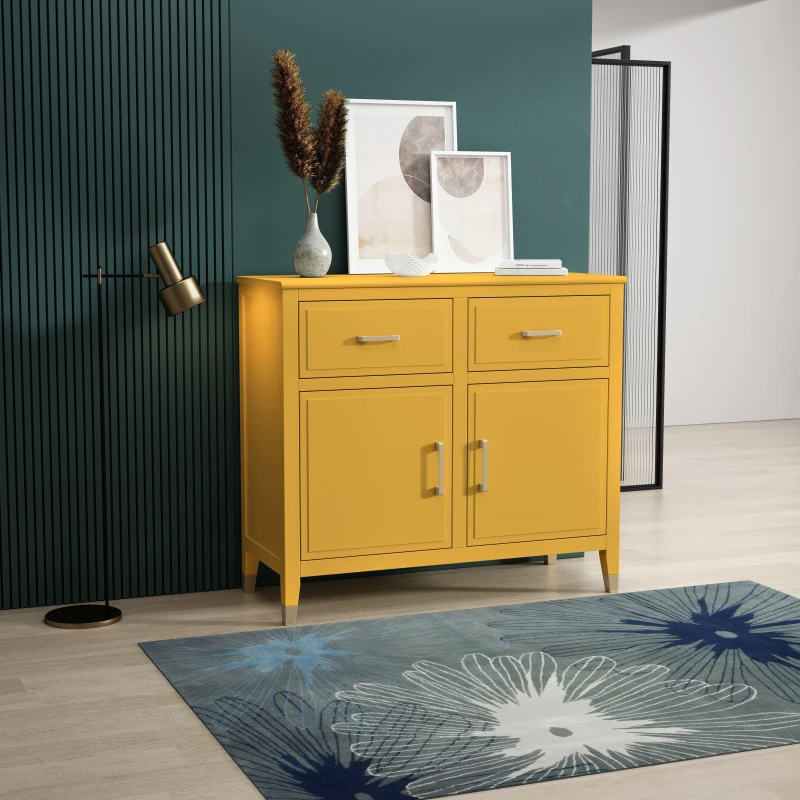 Image of Cabinet Bits Palazzi 2 Door 2 Drawer Sideboard in Mustard Mustard Unisex