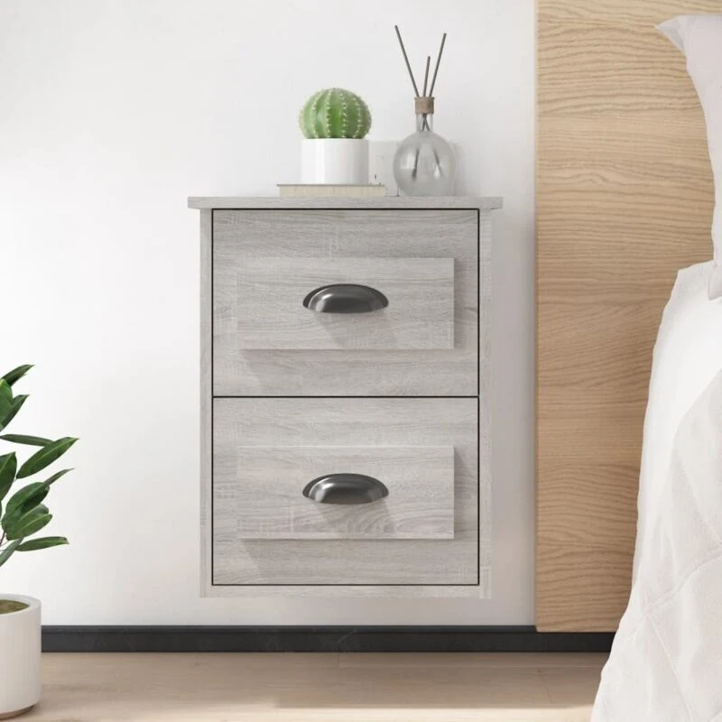 Image of VIDAXL Wall-mounted Bedside Cabinet Grey Sonoma 41.5x36x53cm Vidaxl 8720845792947