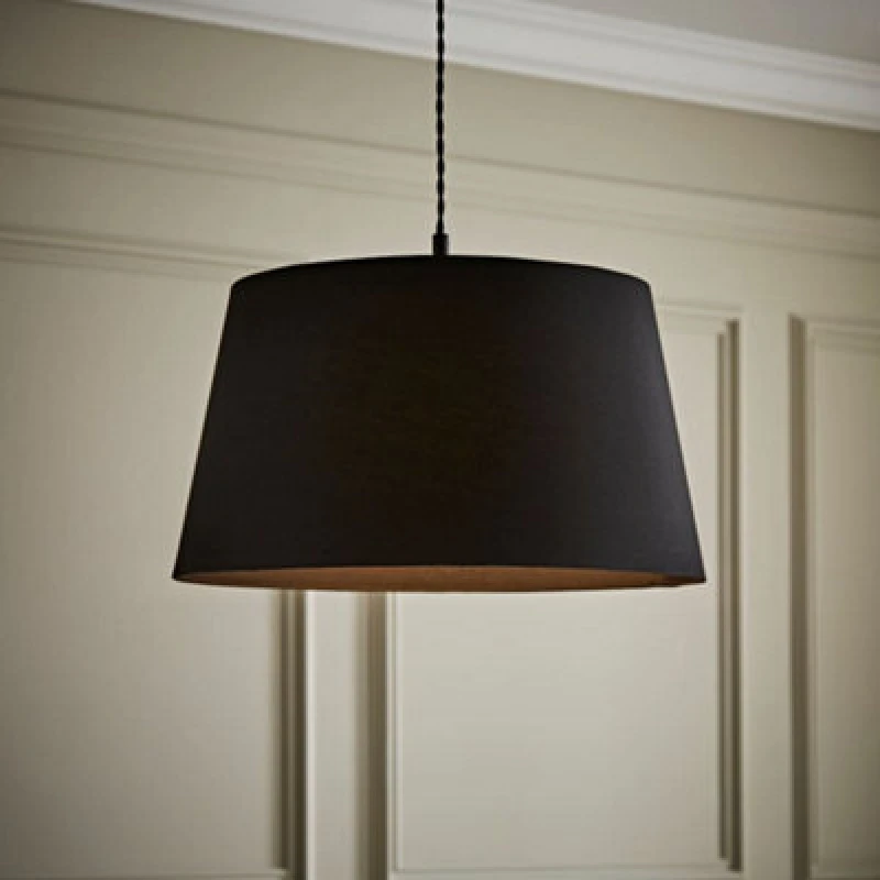 Image of ValueLights ValueLights Aspen Black Tapered Easy Fit Pendant Lamp Shade Size: Large Black Large Unisex 5016529273929