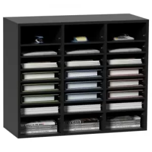 Image of VEVOR Wood Literature Organizer Adjustable File Sorter 24 Compartments Black
