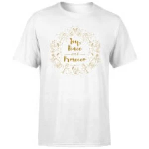 Image of Joy, Peace And Prosecco T-Shirt - White - 4XL