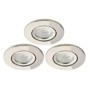 Image of Spa Como LED Tiltable Fire Rated Downlight 5W Dimmable 3 Pack Cool White Satin Nickel IP65
