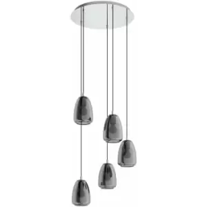 Image of Pendant Light Colour Chrome Shade Black Transparent Glass Vaporized E27 5x40W