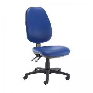 Image of Jota extra high back operator chair with no arms - Ocean Blue vinyl