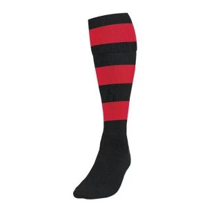 Image of Precision Hooped Football Socks Large Boys Black/Red