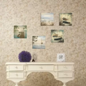 Image of UTB122 Green Blue Brown Decorative MDF Painting (5 Pieces)