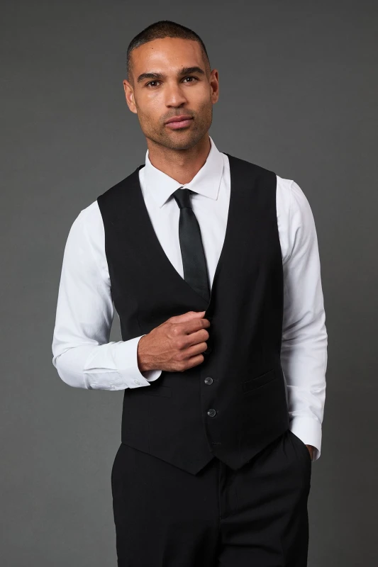 Image of Burton Mens Tailored Fit Black Essential Waistcoat Black L Male BBB03924