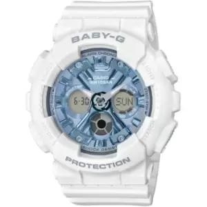 Image of Ladies Casio 'Baby-G' White and Blue Plastic/Resin Quartz Chronograph Watch