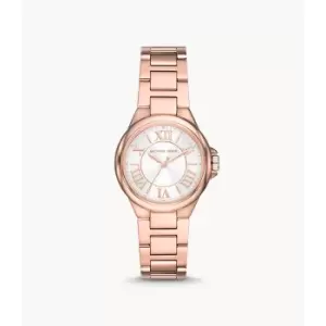Image of Michael Kors Womens Camille Three-Hand Rose Gold-Tone Stainless Steel Watch - Rose Gold