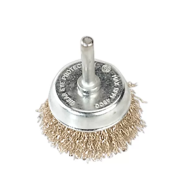 Image of Genuine SEALEY SCB50 Wire Cup Brush Ø50mm with 6mm Shaft