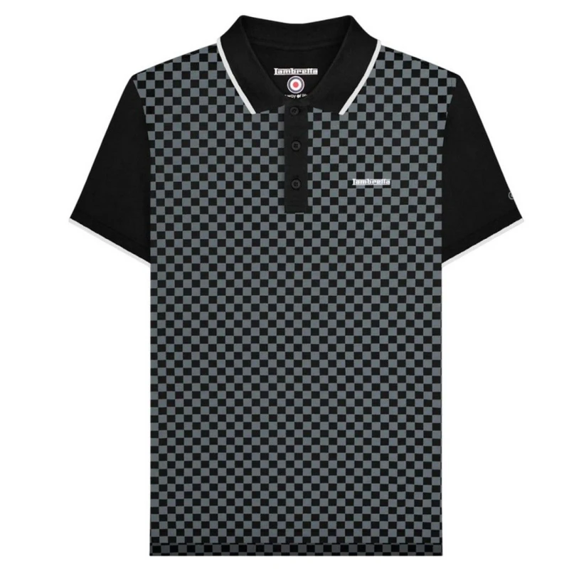 Image of Lambretta Lambretta Men Two Tone Big & Tall Polo Shirt in Black Size: 3X-Large Black XXXL Male 5063703649513