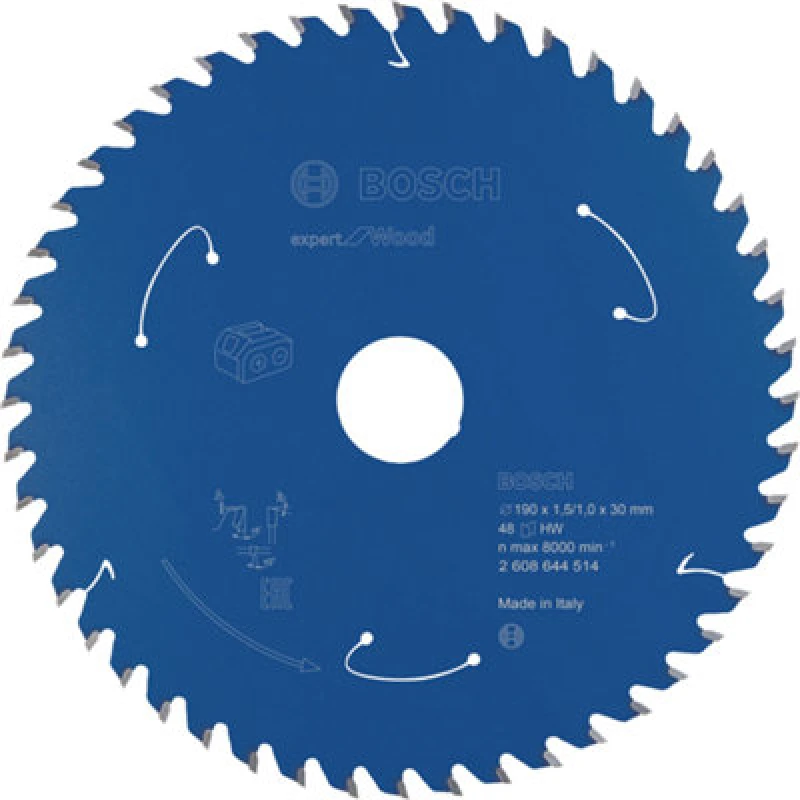 Image of Bosch Professional Expert Circular Saw Blade For Cordless Saws - Wood, 190X1.5/1X30 T48