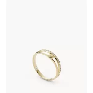 Image of Fossil Womens Sadie All Stacked Up Gold-Tone Stainless Steel Heart Band Ring - Gold