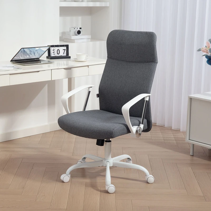 Image of HOMCOM HOMCOM High Back Office Chair, Computer Desk Chair for Home, Grey Grey One Size Unisex 5063603321885