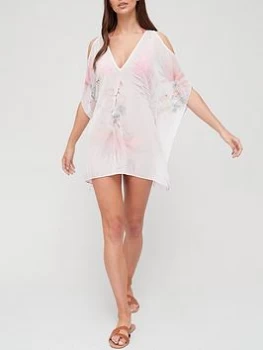 Image of Ted Baker V Neck Square Cover Up With Cold Shoulder - White Size M Women