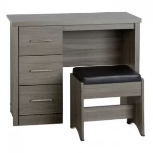 Image of Lisbon 3 Drawer Black Woodgrain Dressing Table Set