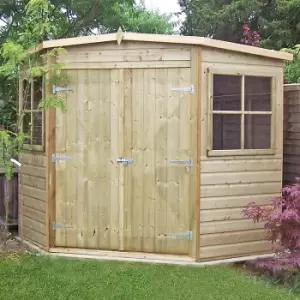 Image of Shire 7 x 7ft Double Door Pressure Treated Corner Shed - Garden & Outdoor