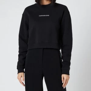 Image of Calvin Klein Jeans Womens Back Monogram Crop Sweatshirt - Ck Black - S