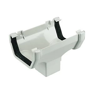 Image of FloPlast ROS1W Half Square Line Gutter Running Outlet - White