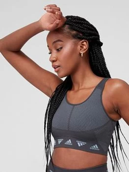 Image of adidas Aeroknit&reg; Bra (Light Support) - Grey, Size L, Women