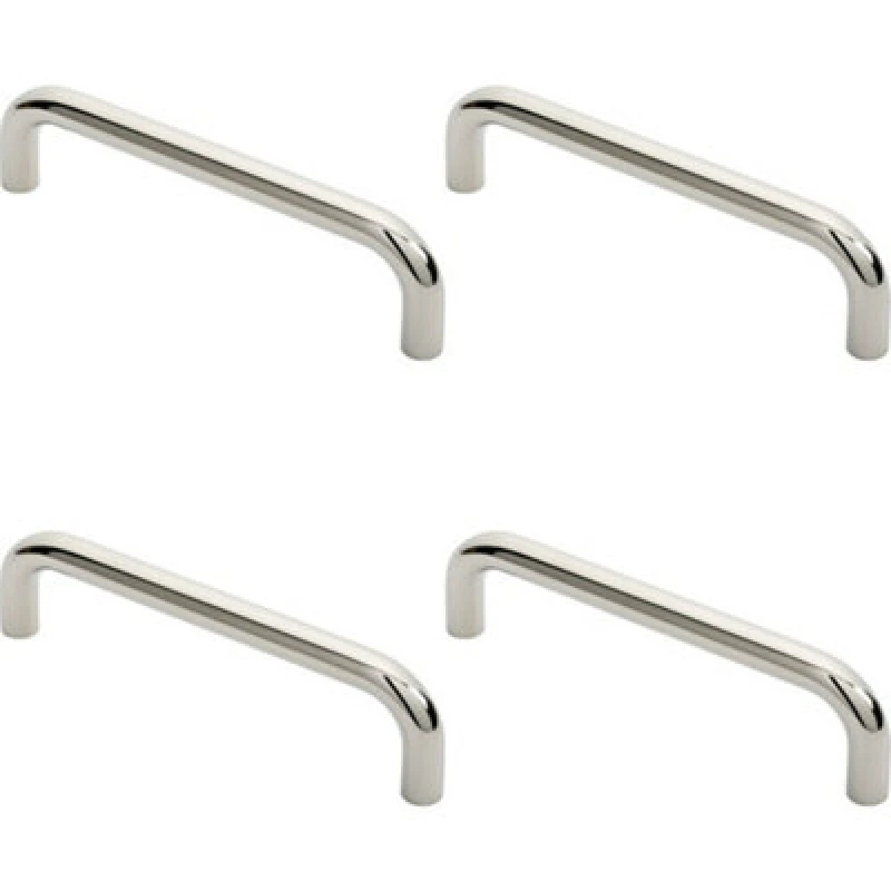 Image of Loops 4x Round D Bar Pull Handle 244 x 19mm 225mm Fixing Centres Bright Steel Metallics unisex