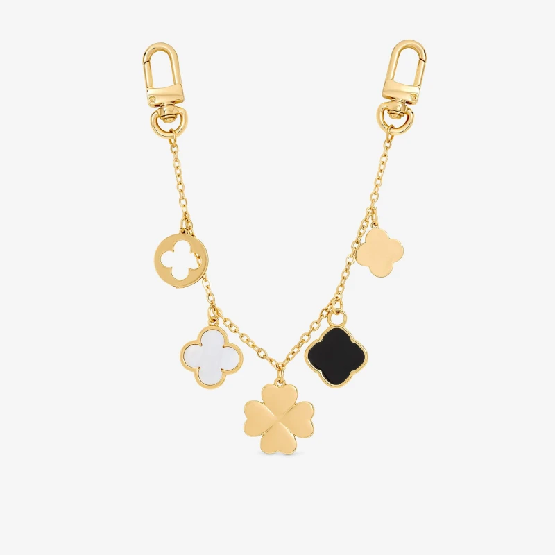 Image of Mood Gold Plated Clover Double Clip Bag Charm Gold female One Size