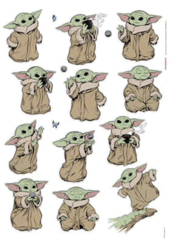 Image of Komar Star Wars The Mandalorian Grogu The Cutest Self-Adhesive Wall Stickers