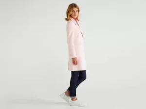 Image of Benetton, Coat With Lapel Collar, taglia 38, Pastel Pink, Women