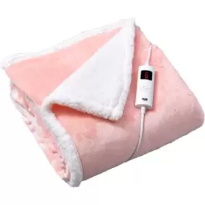 Image of Glam Haus Glamhaus Heated Throw Electric Fleece Over Blanket Sofa Bed Large 160 X 130Cm - Light Pink