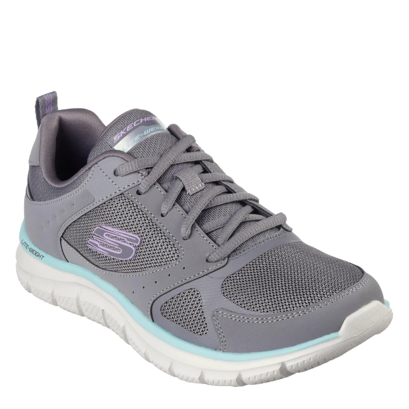 Image of Skechers Womens Track Casual Low-Top Trainers Charcoal/Aqua female 2 (35)