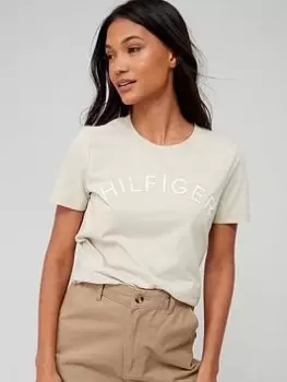 Image of Tommy Hilfiger Varsity Crew -Neck - Beige, Beige, Size L, Women