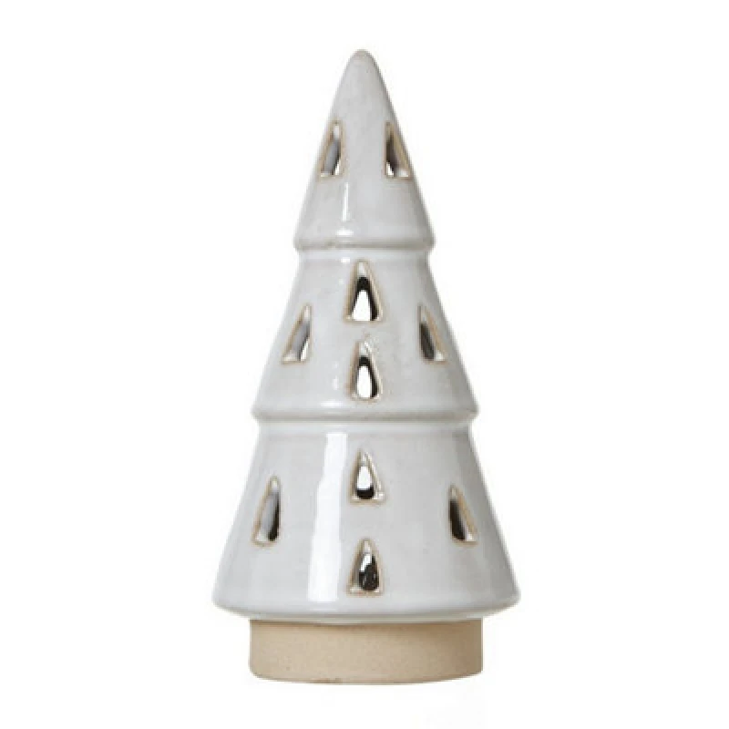 Image of Hill Interiors Small Cut-Out Tree With LED Lights - Ceramic - L7 X W7 X H15cm - White