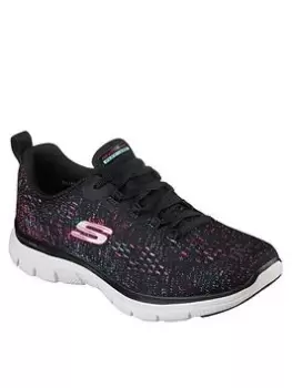 Image of Skechers Flex Appeal 4.0 Vivid Spirit Trainers - Black, Size 6, Women