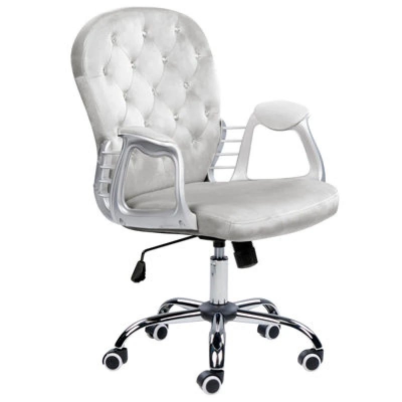 Image of Beliani Desk Chair Princess Velvet Light Grey