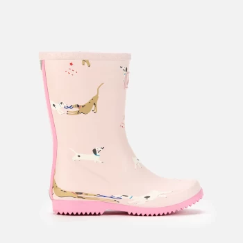 Image of Joules Girls Dog Print Wellies - Pink - UK 9 Kids
