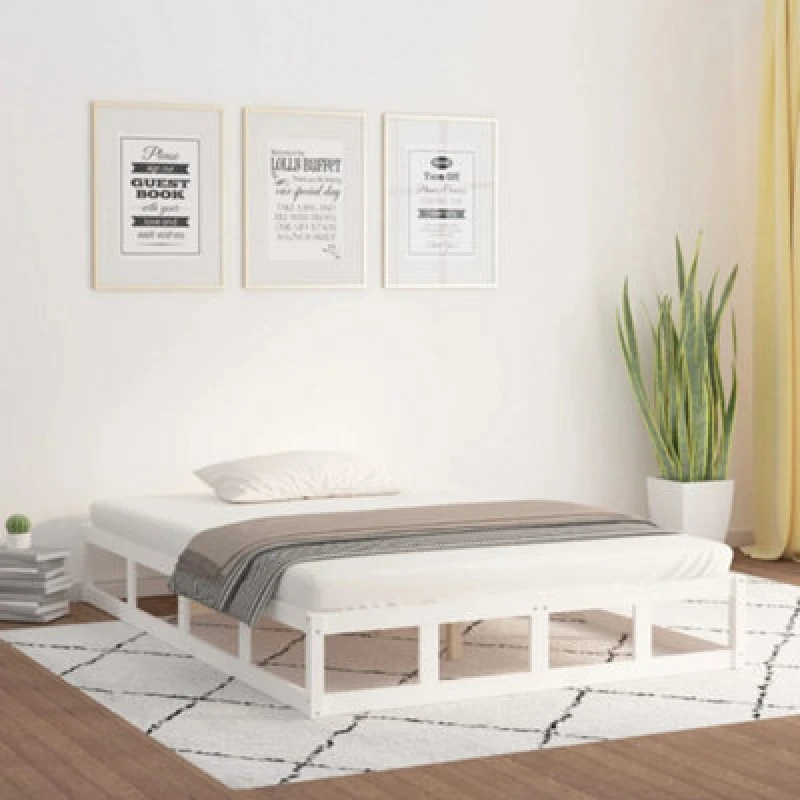 Image of Vidaxl Bed Frame White 120X190 Cm Small Double Solid Wood, White 820832