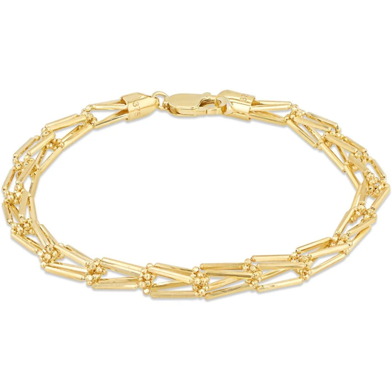 Image of Be You 9ct Gold Diamond Cut Basket Weave Ball Bracelet Yellow Gold female 7.5in