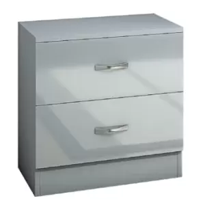 Image of Chilton 2 Drawer Bedside Cabinet - Grey Gloss - Grey