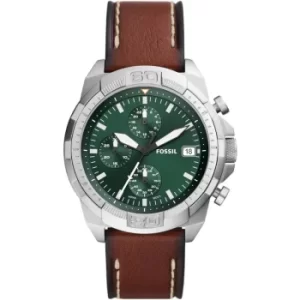 Image of Mens Fossil Bronson Chronograph Brown Leather Watch