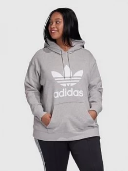 Image of Adidas Originals Plus Trefoil Hoodie - Medium Grey Heather