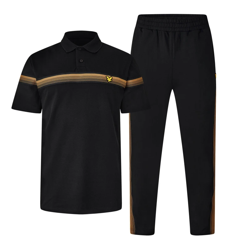 Image of Lyle and Scott Polo Shirt and Pants Set - Black XS